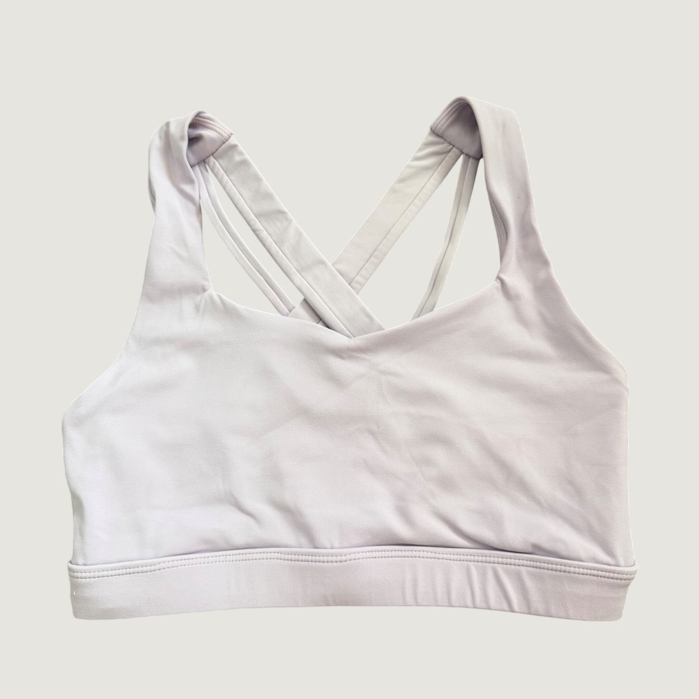 Paragon RecStretch Sports Bra Size S Strappy Yoga Gym Nylon Spandex Lilac Purple